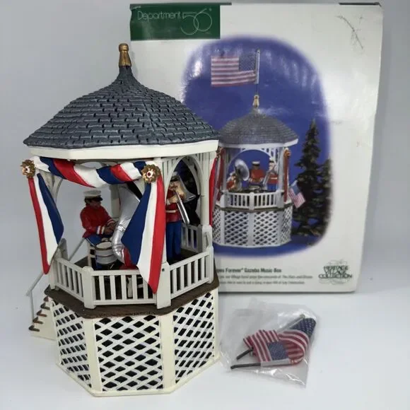 Department 56 Heritage Village Stars And Stripes Forever Music Box Gazebo 55502